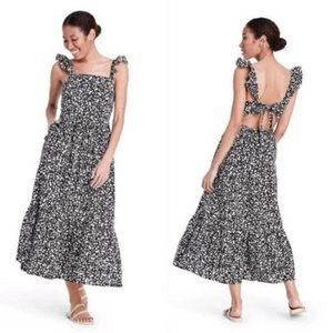 Rixo x Target Floral Midi Ruffle Strap Open Back Sun Dress Size 8